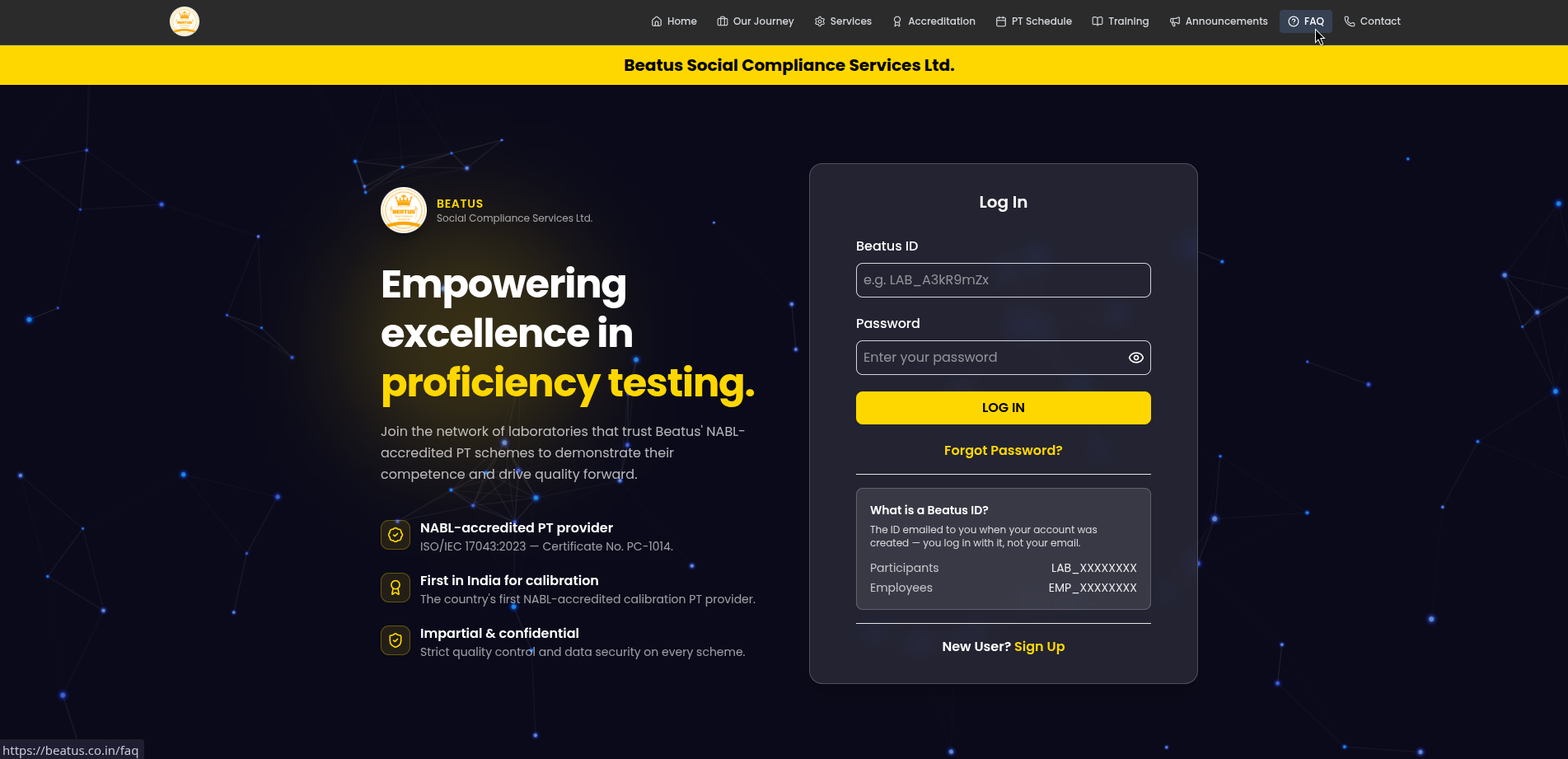 Beatus Social Compliance Services Ltd. platform preview